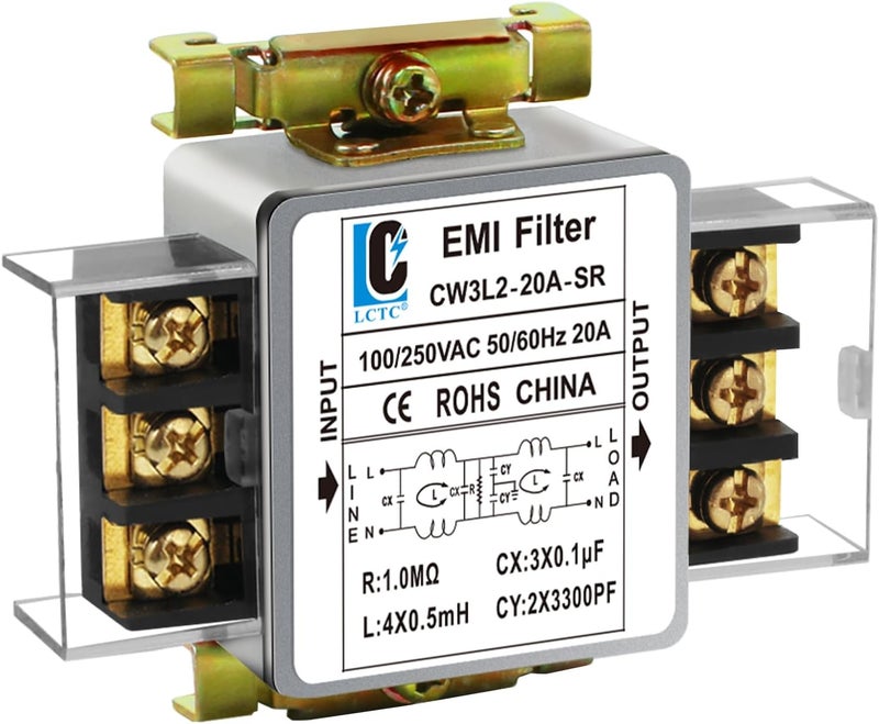 LCLCTC 120V Power EMI line filte,Noise,Suppressor for Home Appliances,Industrial & Medical Equipment,115V/250V 20A 50/60Hz - Image 1